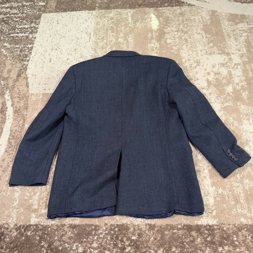 Lauren Ralph Lauren Blazer Mens 44L Blue Wool Tweed Jacket Sport Coat Business